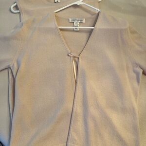 Jones New York Blush 100% Cashmere Twin Set with Tie